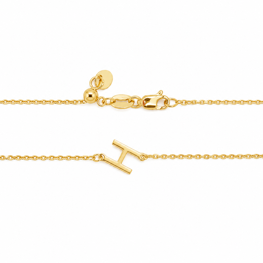 9k YG Letter H Trace Chain (1.1mm)