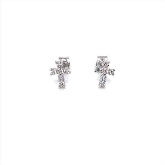 9k WG Diamond Cross Studs 12D = 0.24ct.