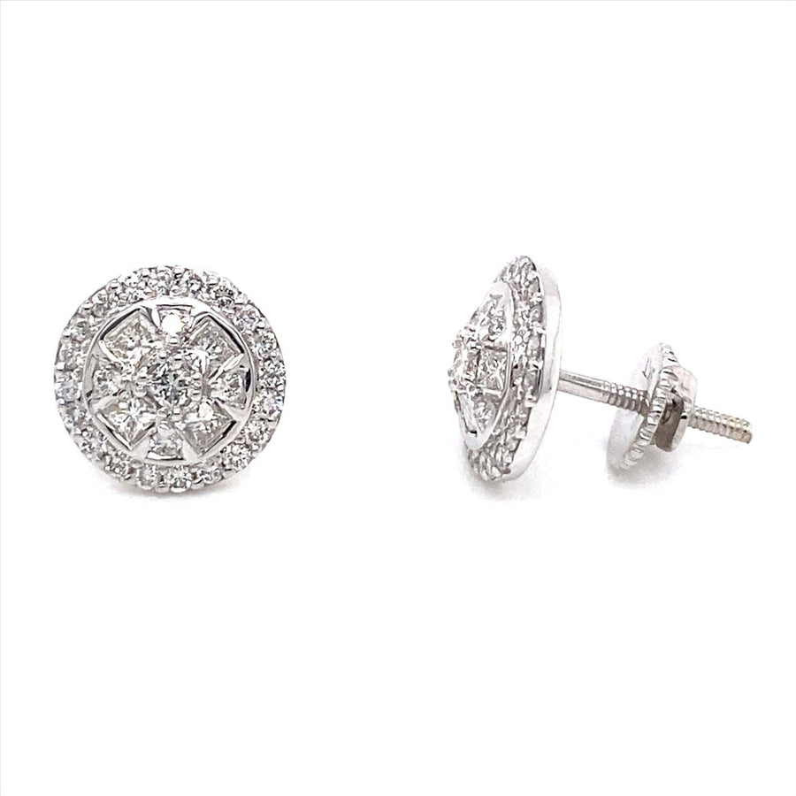 9k WG Diamond Bezel Stud Earrings 48D=0.38ct & 10PR=0.40ct Screw Back Butterflies 7.8mm