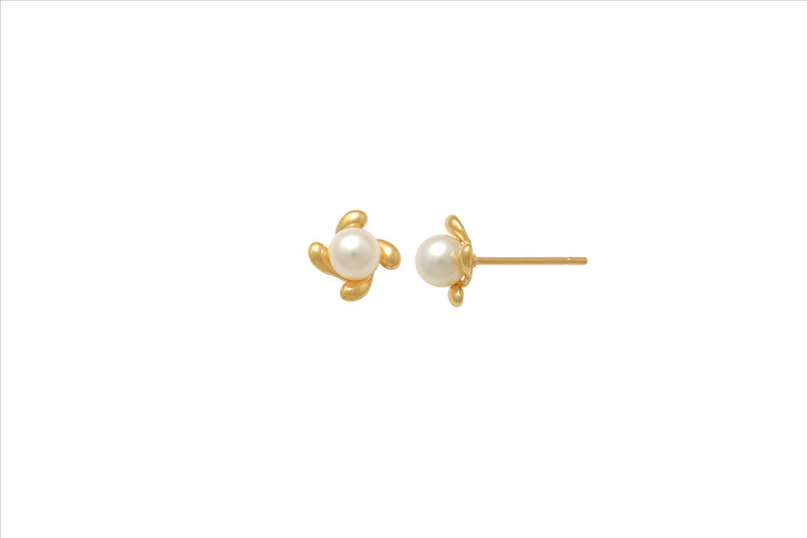 9k YG Fancy Set FWP Stud Earrings - 4.5mm FWP