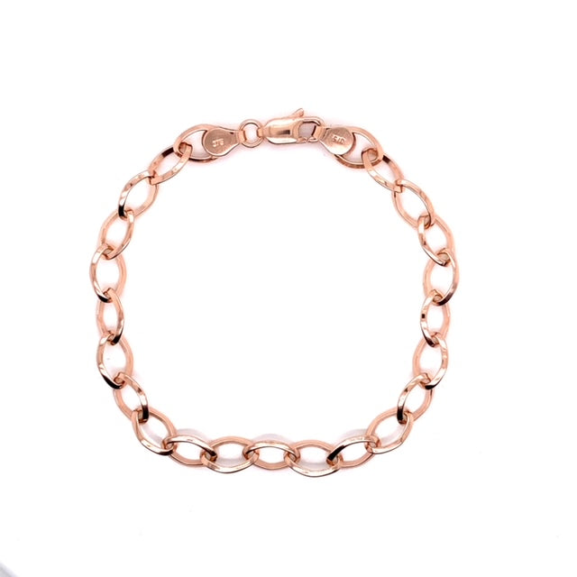 9k RG Solid Oval Link Bracelet 6.7mm wide 19cm . Approx 6.5g