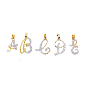 18k YG Diamond Script Letters - Available in every letter