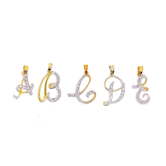 18k YG Diamond Script Letters - Available in every letter