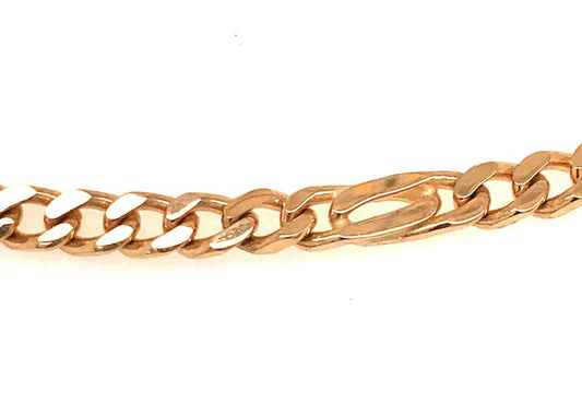 18k YG Italian Solid 1 x 5 Birdseye/Tiger Eye and Curb Bracelet 3.8mm wide 21cm Approx 11.3g
