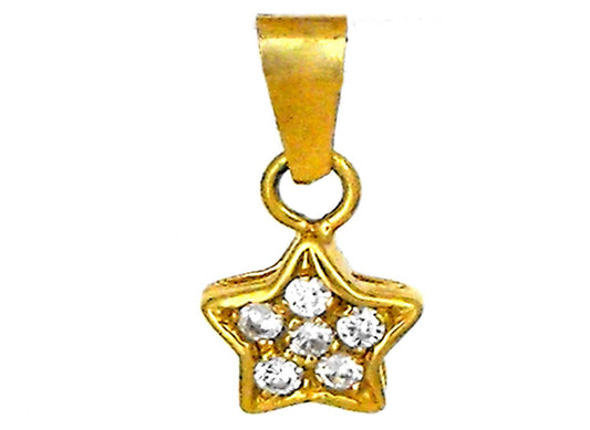 9k YG Solid CZ Star Pnd set with 6 CZ's 9mm
