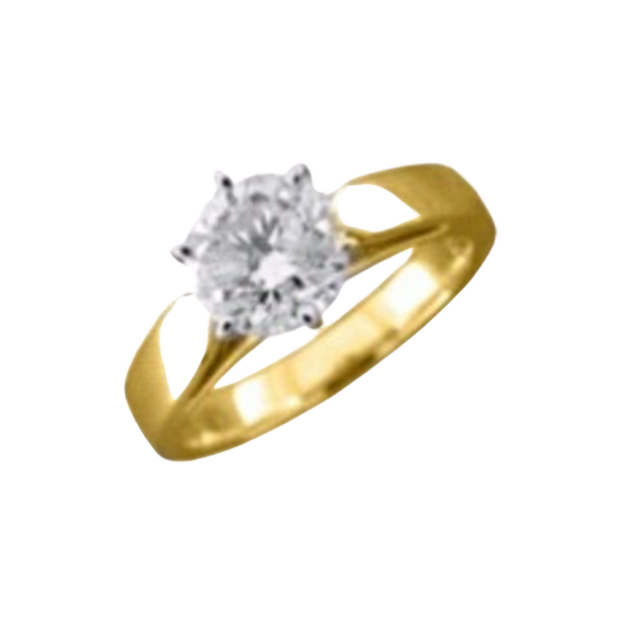 18k 2T Brilliant Cut Diamond Ring set with 1D=1.11ct