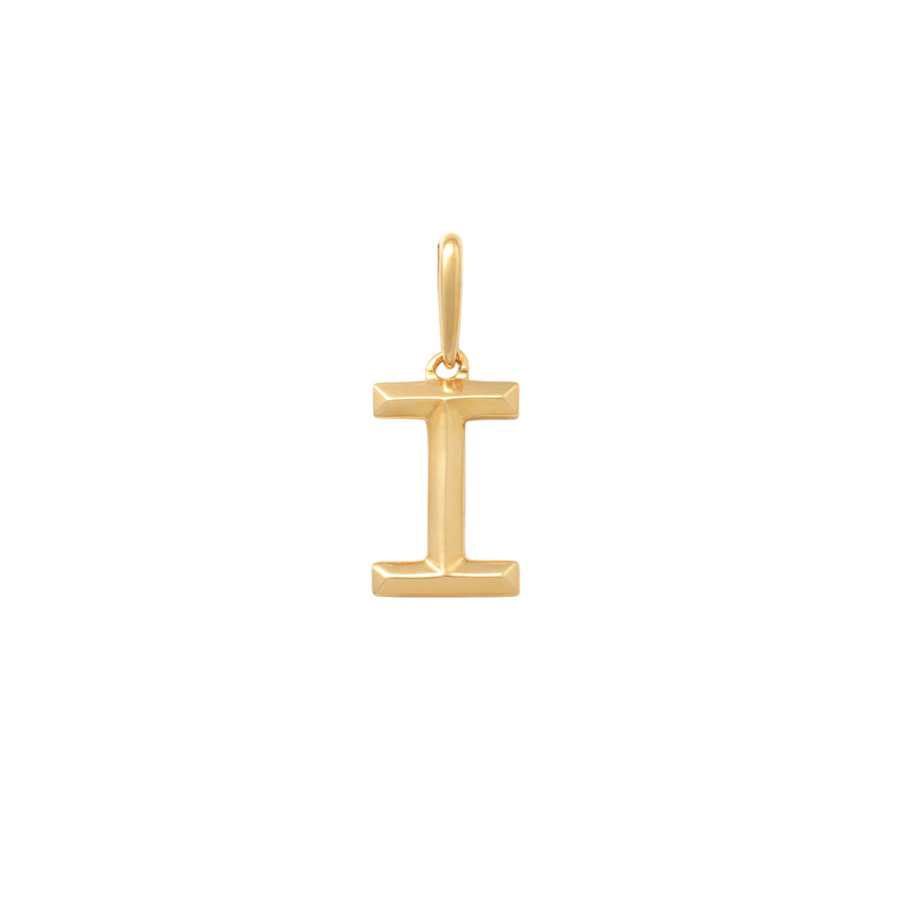 9k YG Block Letter I Pendant. 10.9mm