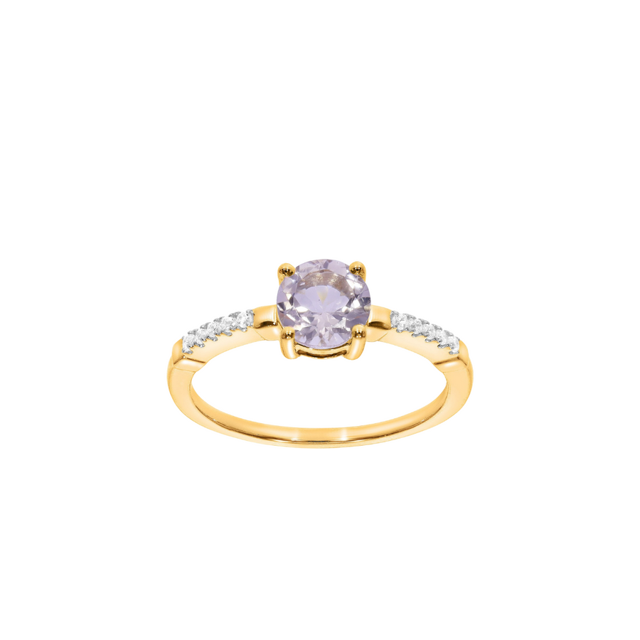 9k YG Diamond and Morganite Ring, 10D = 0.06ct, 6mm MRG = 0.69ct. Size M
