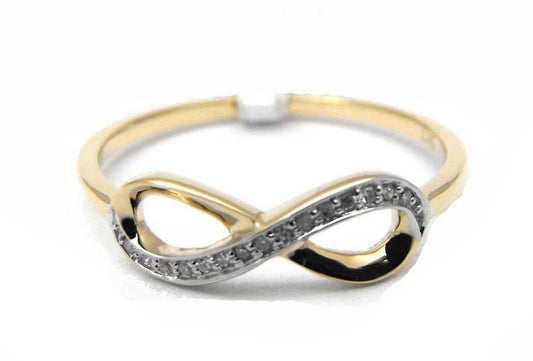 9k YG Infinity Ring set 15D=0.08ct.