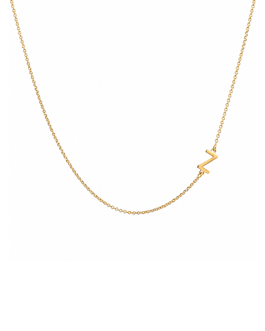 9k YG Diamond Cut Trace Chain 1.1mm Wide with Letter Z (6.5x4mm) 45cm with Adjustable Finding
