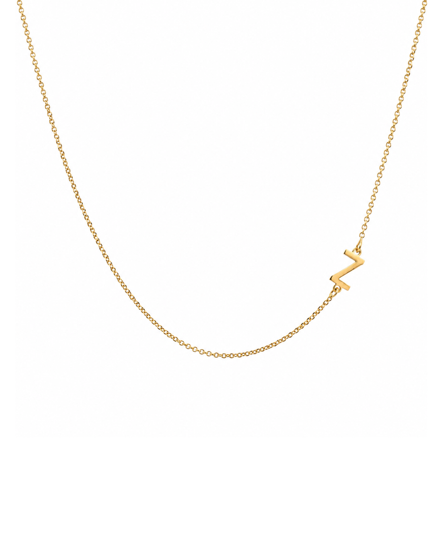 9k YG Diamond Cut Trace Chain 1.1mm Wide with Letter Z (6.5x4mm) 45cm with Adjustable Finding