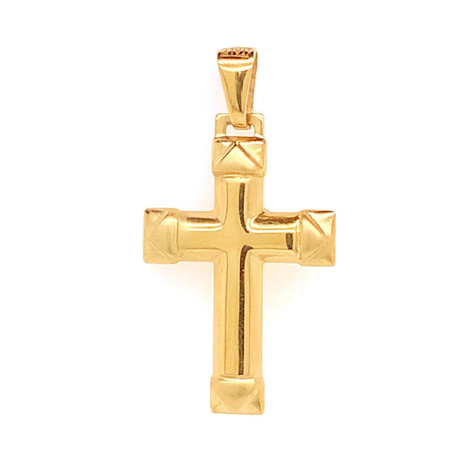 9k YG Italian Solid (open back) Cross Pendant 29mm x 19mm