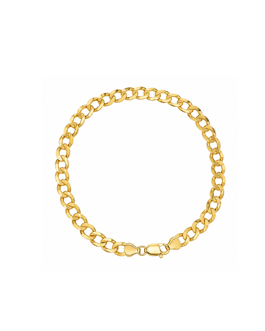 9k YG Flat Diamond Cut Curb Bracelet (5mm)