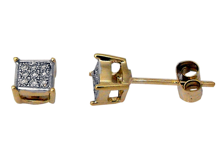 9k YG Diamond Micro Set Stud Earrings 18D=0.08ct 4mm