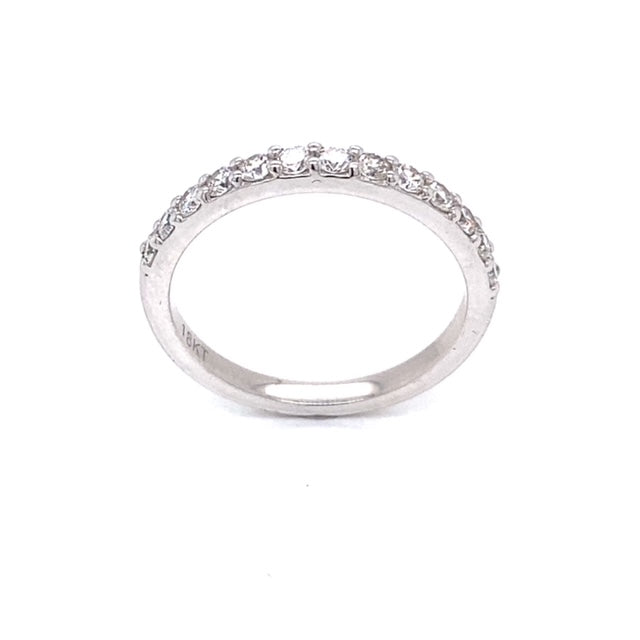 18k White Gold Brilliant Cut Diamond Wedding Band with 13D=0.50ct Size N