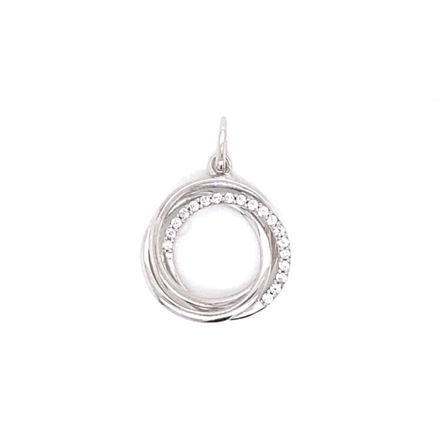9k WG Triple Circle Pendant set with CZ's 14mm