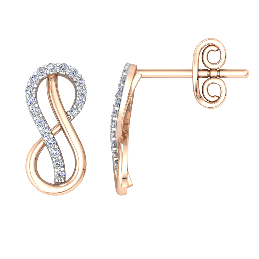 9k YG Infinity Earrings set with 36D=0.095ct.