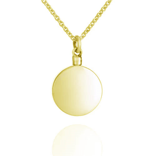 9k Yellow Gold German Polished Round Memorial Pendant 22mm