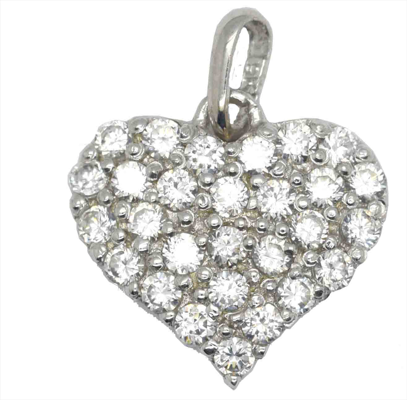 9k WG CZ Heart Pendant 13mm