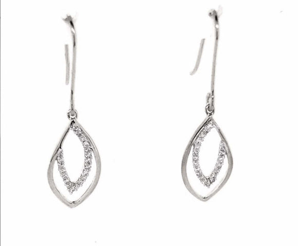 9k WG Diamond Marquise Shepherd Hook Earrings 38D=0.13ct