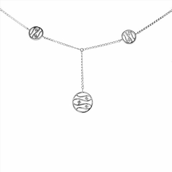 9k WG Drop x3 Circle Diamond Pendant with Chain