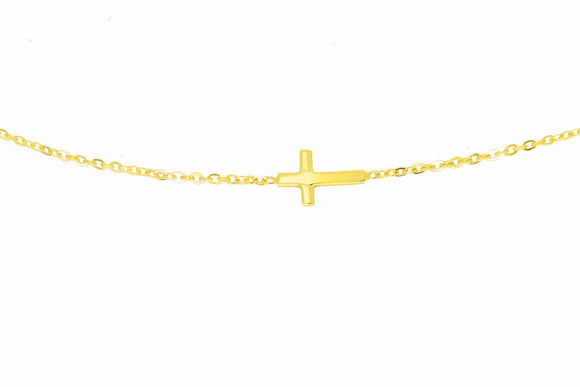YG Italian Oval Link with Cross Chain 1.3mm wide (priced per gram)