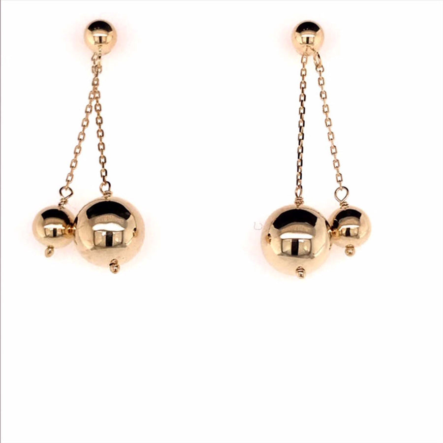 9k YG Drop Ball Stud Earrings Meas. 8mm & 5mm