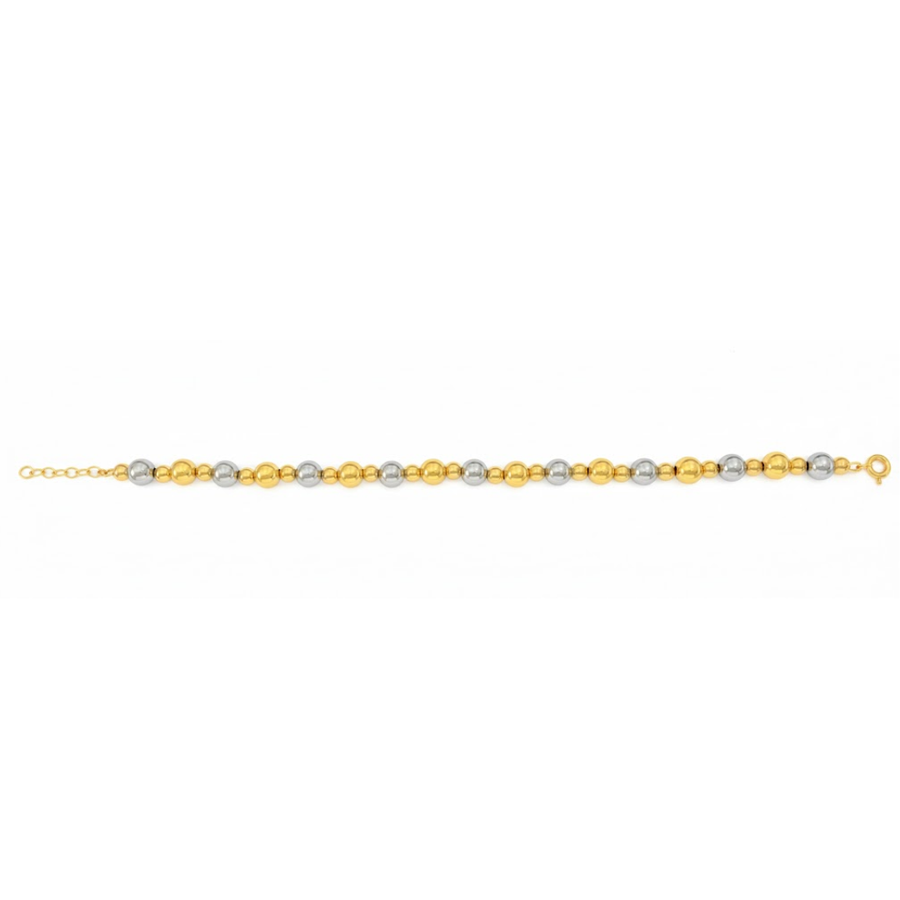 18k 2T Hollow  6mm & 4mm Ball Bracelet 20cm incl. 2.5cm adjustable link Approx 3.30g