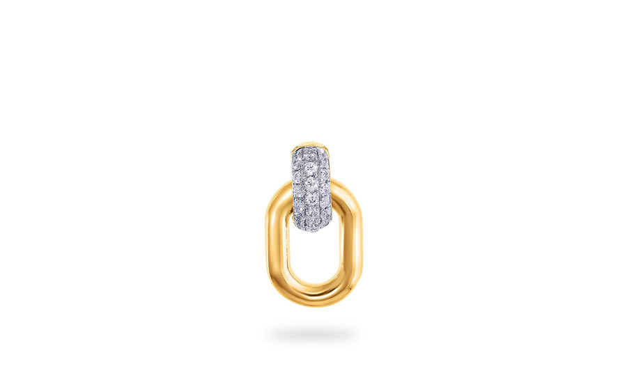 9k YG Diamond Oval Link Drop Pendant, 19D=0.09ct. Meas 12x7mm