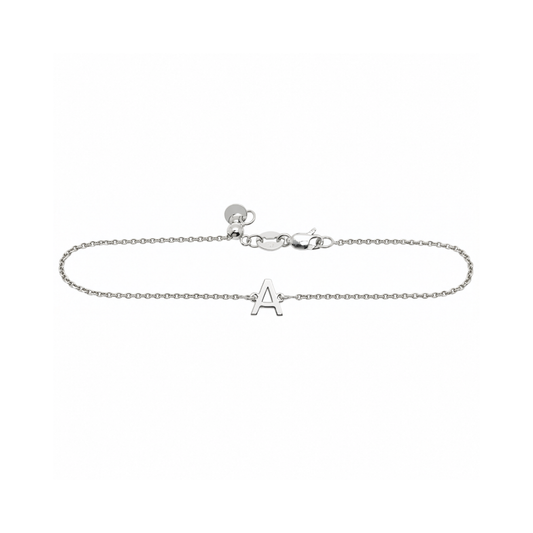 9k WG Letter A Trace Bracelet (1.1mm)
