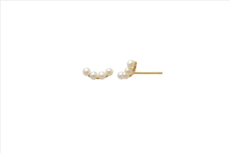 9k YG 4x2.5mm Fresh Water Pearl Stud Earrings