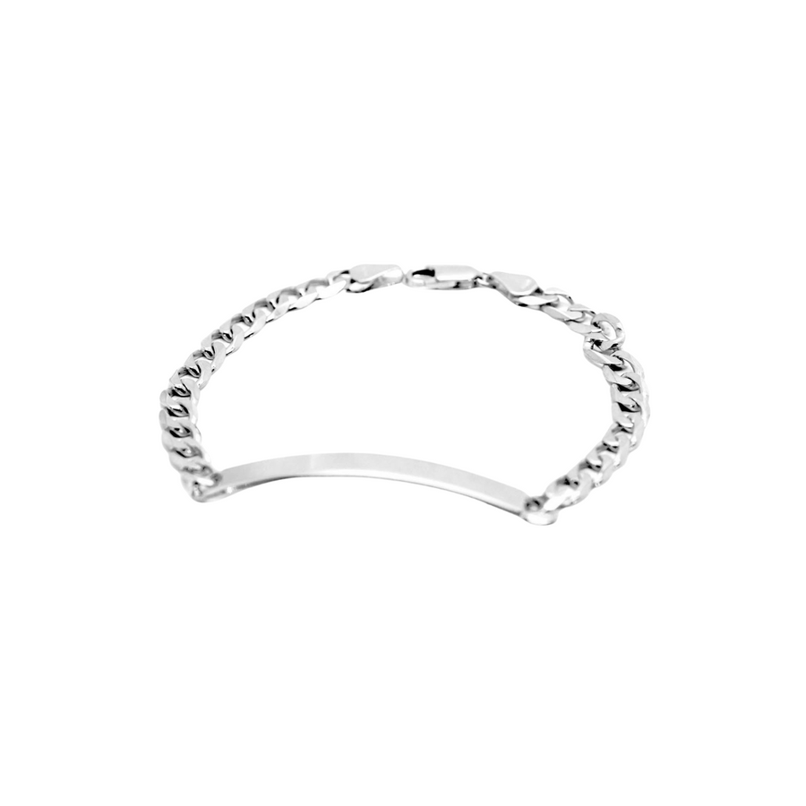 9k WG Italian Solid Flat Curb ID Bracelet 5.8mm wide 20cm . Approx 10.7g