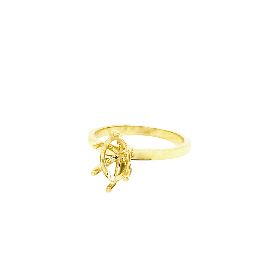"Alexia" 18k YG Unset Engagement Ring with 6-Claw 18k WG Setting to Suit an Oval Diamond 8.5 x 5.5mm