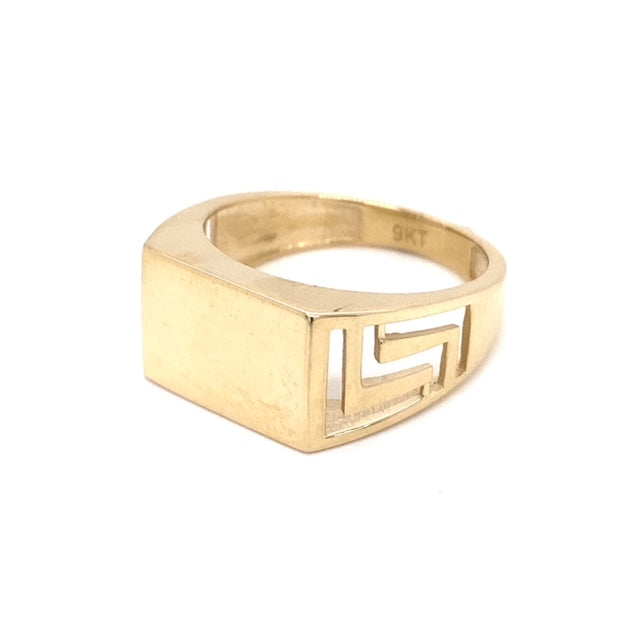 9k YG Gent Signet Rectangular Ring  Size U