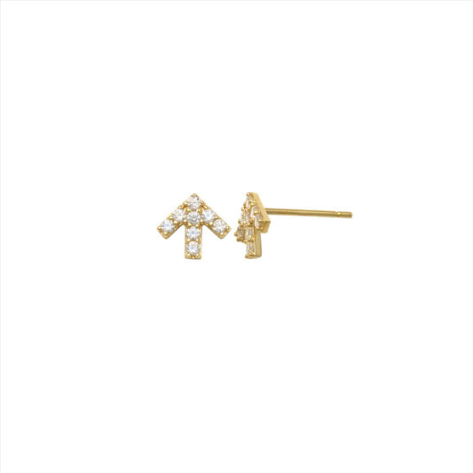 9k YG CZ Arrow Stud Earrings 6x6.9mm