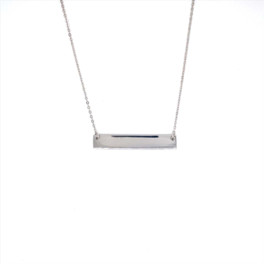 9k WG 30mm x 5.2mm ID Plate Pendant with Oval Link Chain 45cm with O-Ring at 40cm