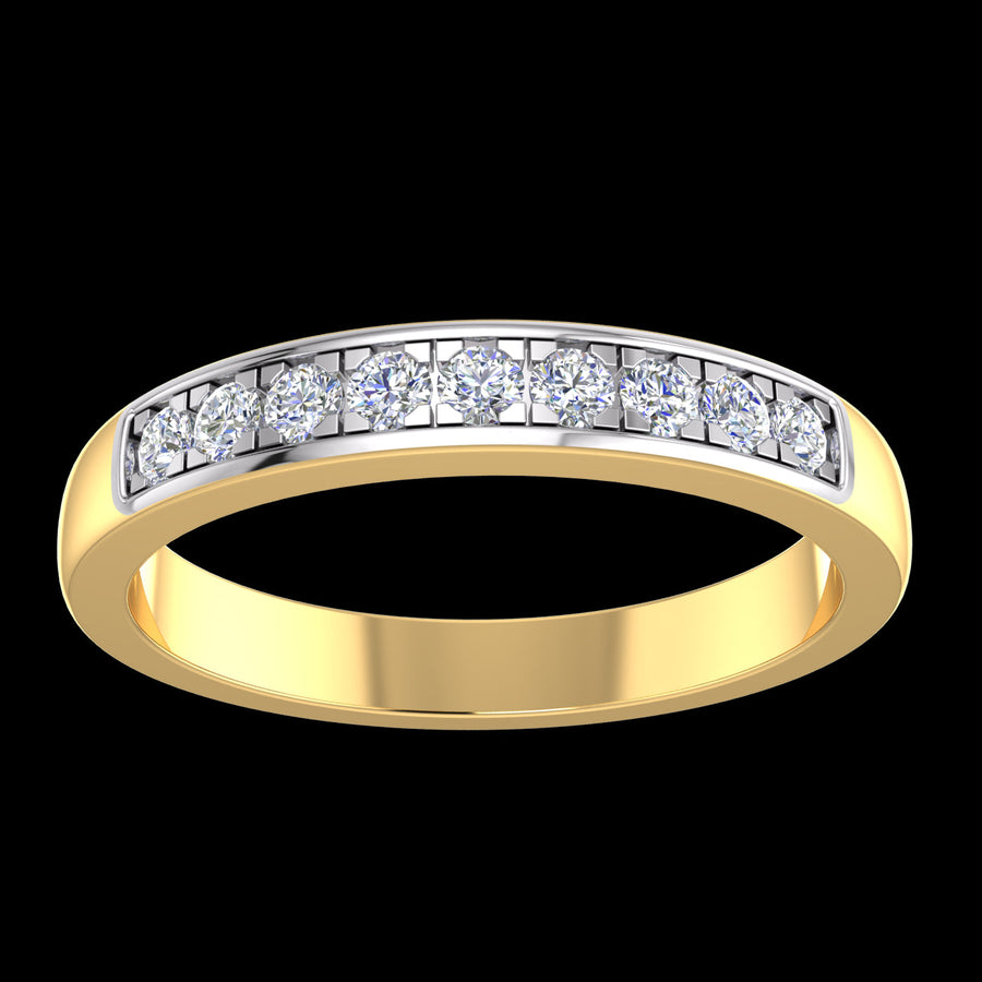 9k 2T  Diamond  Ring set with 9D=0.18ct Size N