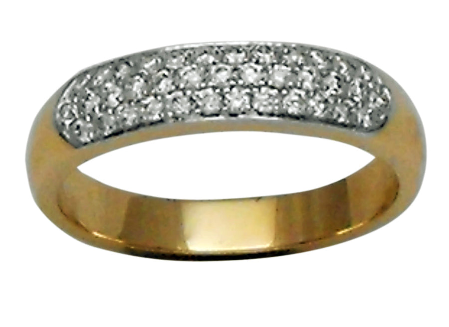 9k YG Dress Ring  with YG Shank & Rhodium plating over diamonds  set with 37D = 0.40ct  Size P.