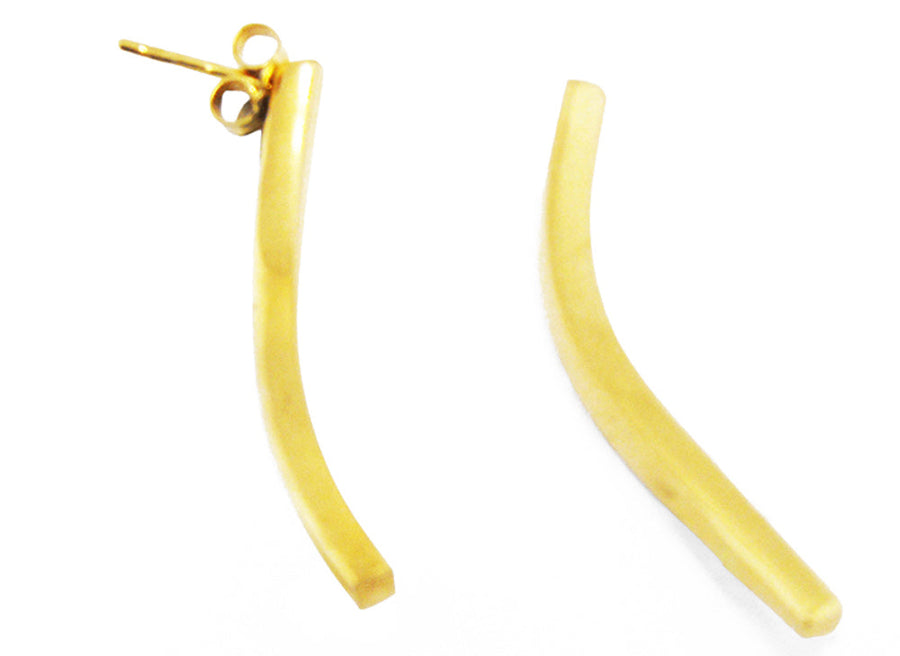 18K YG Curved Drop Studs