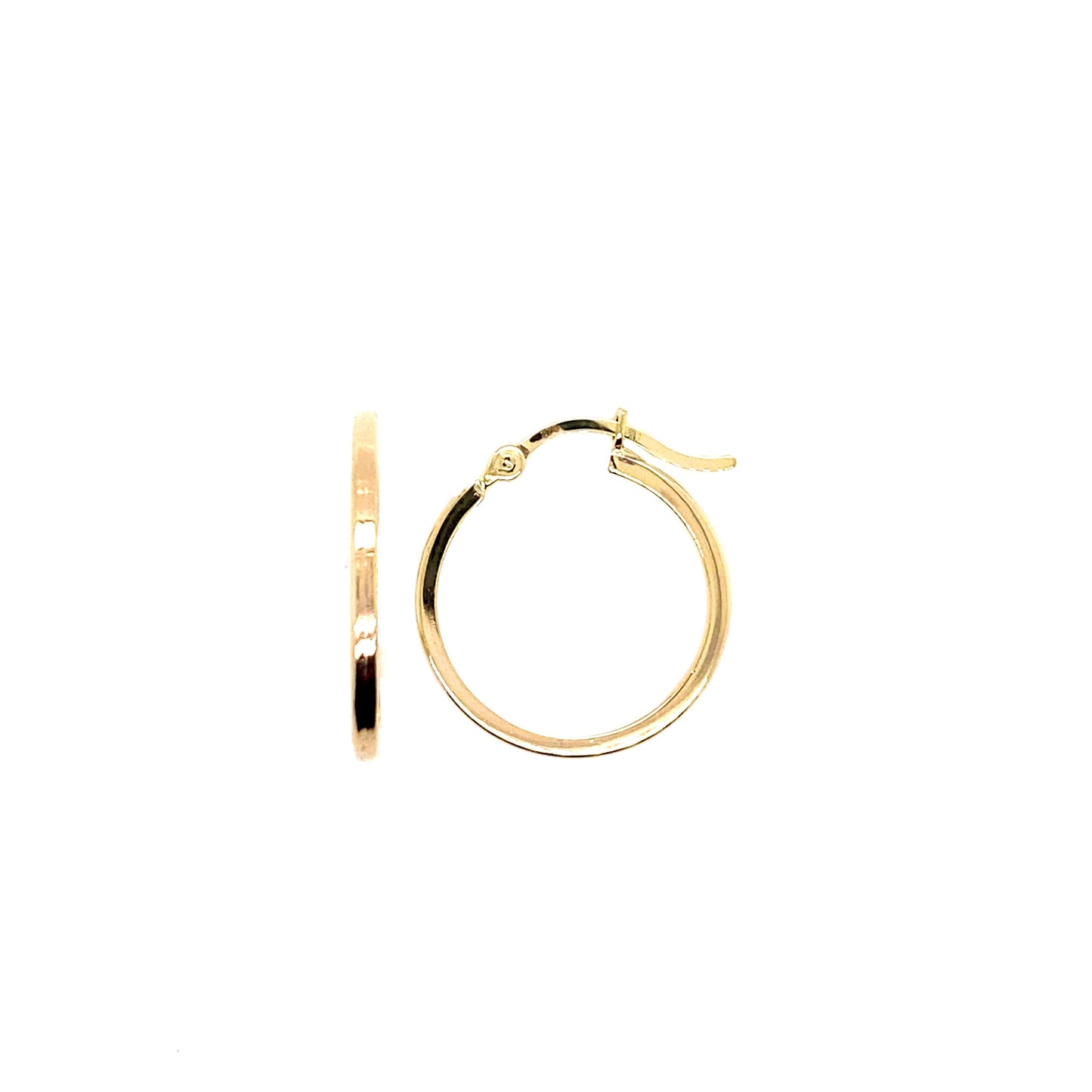 9k YG Square Flat Hoop Earrings, 1.5mm Tube.