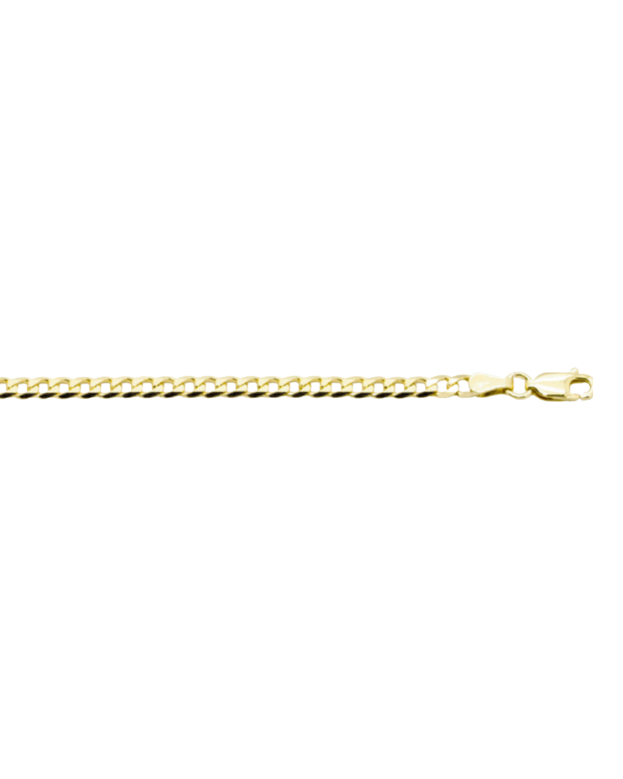 9k YG Italian Solid Flat Curb Bracelet 2.3mm wide 19cm . Approx 1.84g