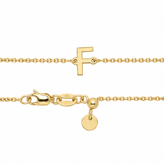 9k YG Letter F Trace Chain (1.1mm)