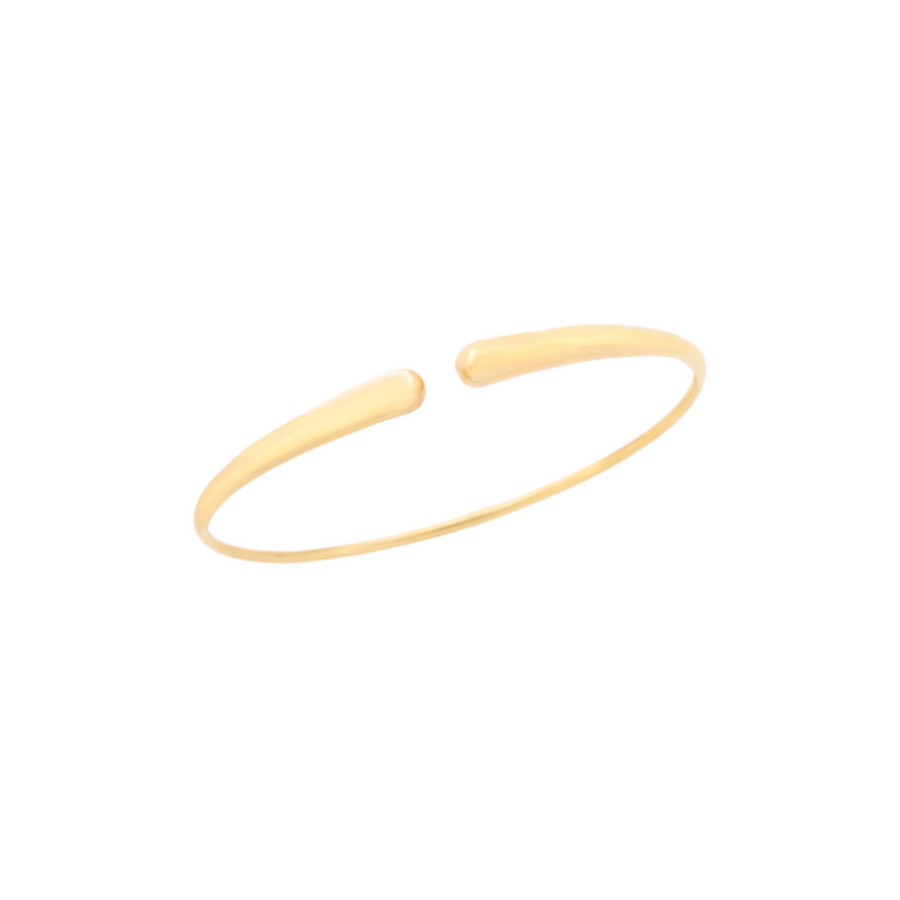9k YG Dome End Cuff Bangle 4.7mm - 60x52mm