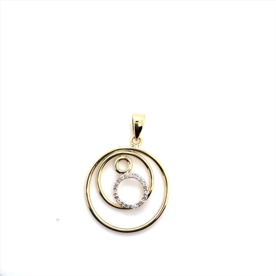 9k YG Diamond Circle Pendant 12D=0.06ct Grain Set . Meas. 20mm