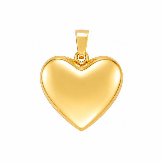 9k YG Polished Puff Heart 22mm