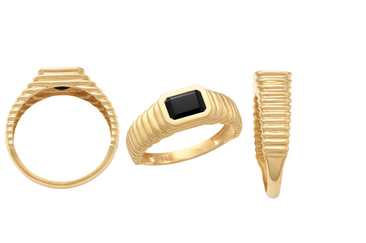 9k YG Beaded Wave Ring