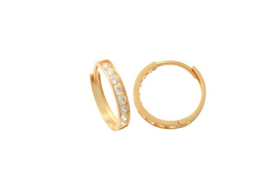 9k YG CZ Round Huggie Earrings (2.7mm)