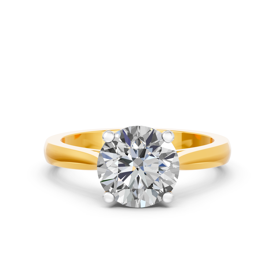 9k YG Solitaire Engagement Ring Cathedral Set with 1 Lab Diamond=3ct IGI Certified. Size P