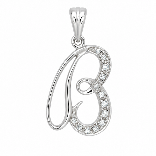 18k WG 0.08ct Diamond Script Letter Pendant (20mm)