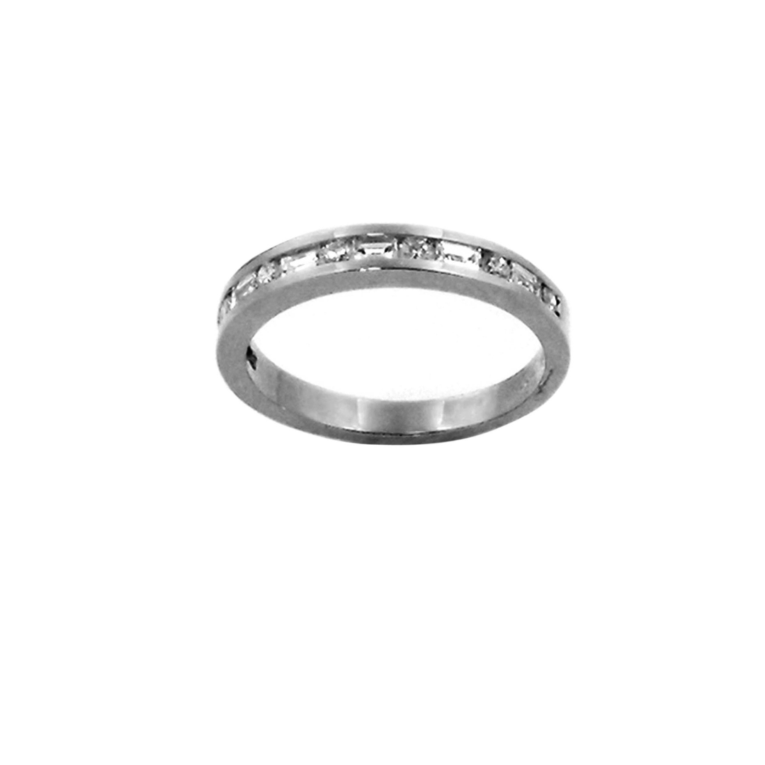 18k WG Band Baguette & Brilliant 11D=0.33ct